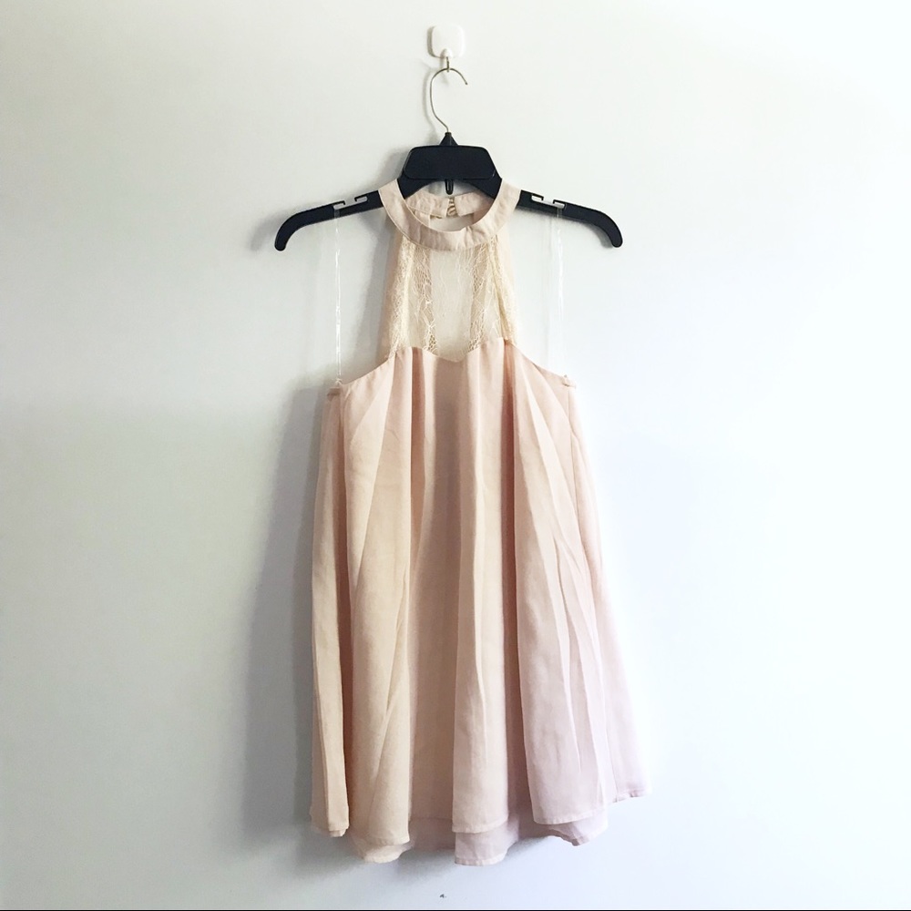 Lace halter Strappy Back cocktail wedding dress
